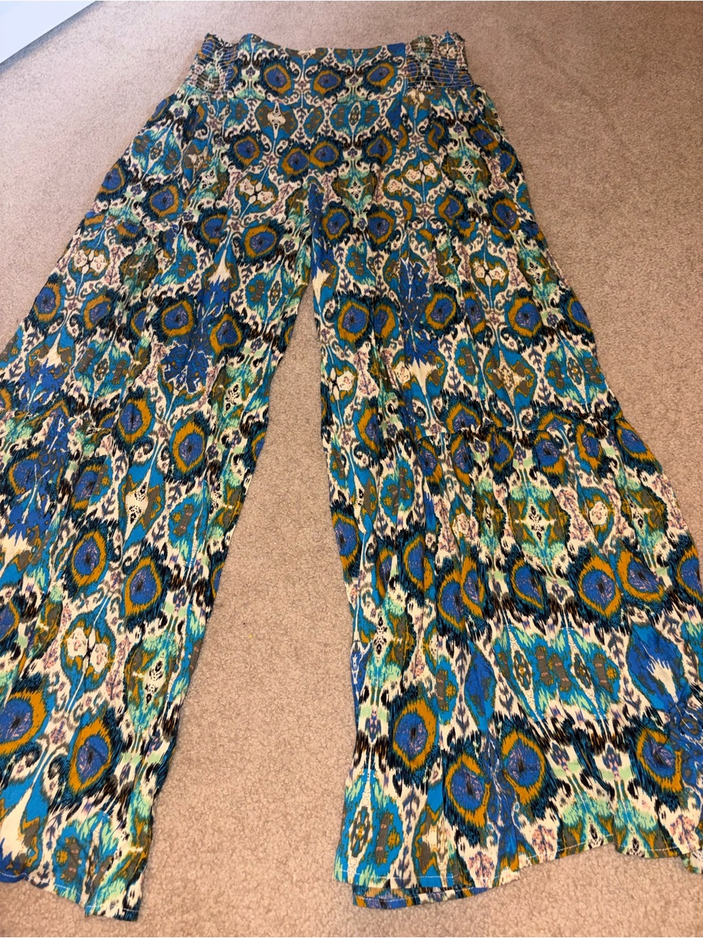 Three Bird Nest Teal Multi Wide-Leg Palazzo Pants
